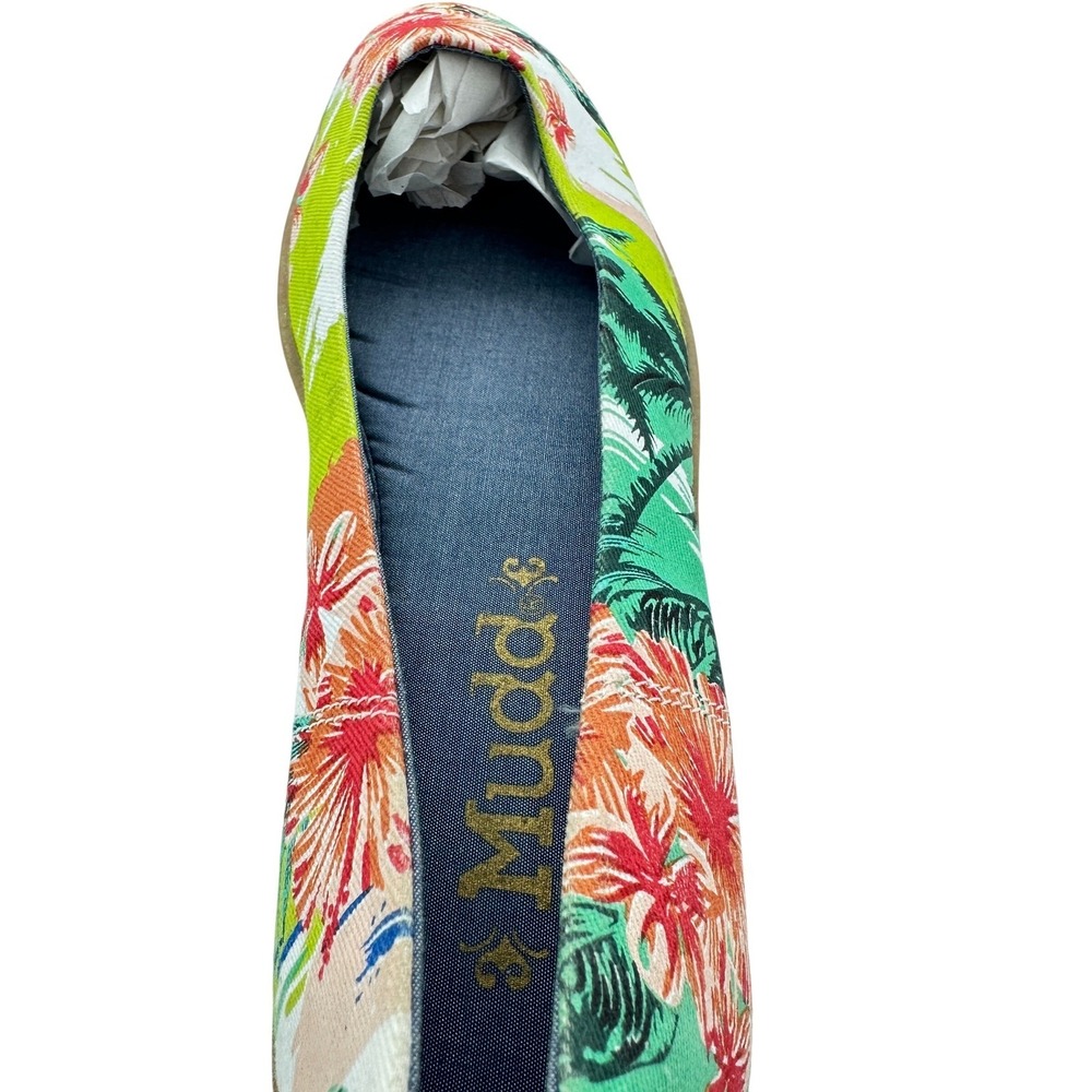 Mudd Ballet Flats Women 8 Green Red Tropical Floral MDCOSMICPRINT NEW - Picture 9 of 11